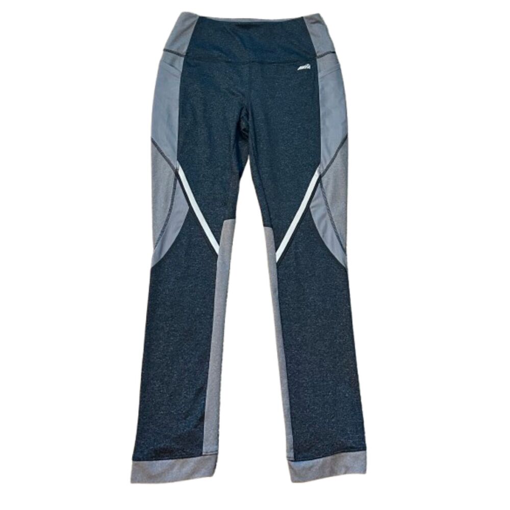 AVIA Athletic Yoga Workout Exercise Grey Women Leggings Stretch 2 Pockets MEDIUM